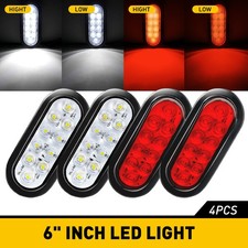 White 6 Oval Trailer Light Led Stop Tail Turn Reverse Back-up Truck Sealed White 6 Oval Trailer Light Led Stop Tail Turn Reverse Back-up Truck Sealed