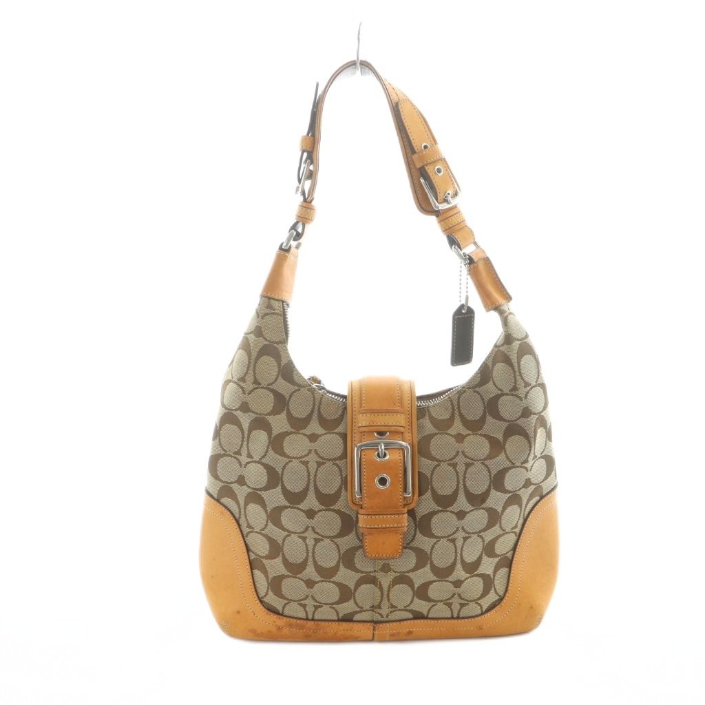 6824 Tote Bag Hand Canvas Leather Logo Signature Brown ■GY11 /MQ Ladies