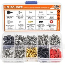PC Computer Screws Standoffs Set Kit 360 Pieces Hard Drive Motherboard Case Fan