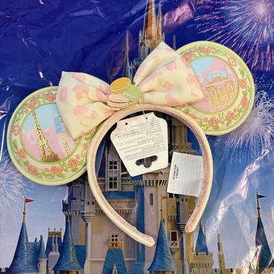Disney Parks France macaroon Minnie Mouse Ears Headband Epcot Rose Paris NEW