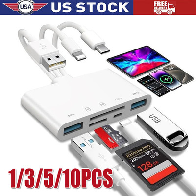 5 in 1 Memory Card Reader USB 3.0 OTG Adapter SD Card Reader For iPhone/iPad LOT