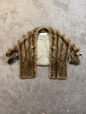 Vintage Real Mink Fur Stole Cape, Autumn Haze Brown Capelet 50 s 60 s