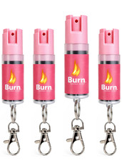 Burn Pepper Spray 4 Pack 0.5oz Police Strength OC Keychain Self Defense Pink