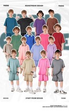 Kids 2Pcs Cotton T-Shirt Shorts Set Boys Girls Summer Outfit Loose Streetwear