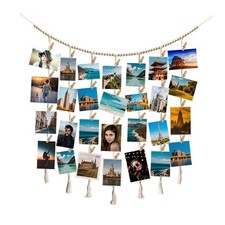 Hanging Photo Display Wall Decor, Macrame Wall Hanging Boho Room Bedroom Deco...