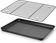 Nonstick Baking Sheet with Rack Set, 16 X 12 X 1 Inch Cookie Sheet Baking Pan wi
