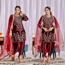 Wedding Wear Designer Heavy Punjabi Patiala Dhoti Suit Stitched Patiyala Dress