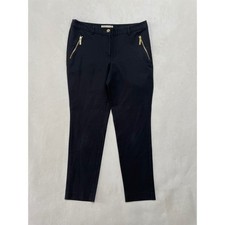 Michael Michael Kors Black Ankle Pants Gold Zipper Pockets Size 8 Slim Trousers