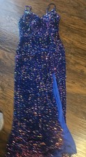 Prom Dress Blue Sequince Long