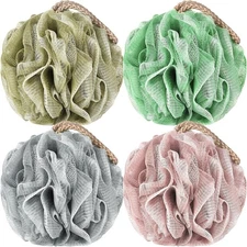 Loofah Sponge Pack of 4, Deep Cleansing Body Scrubber for Shower, Exfoliating