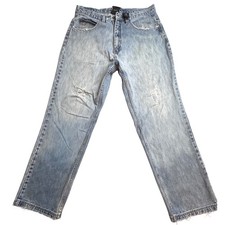 Vintage Rocawear Baggy Jeans Mens 36x32 Light Wash Y2K Hip Hop Streetwear Repair