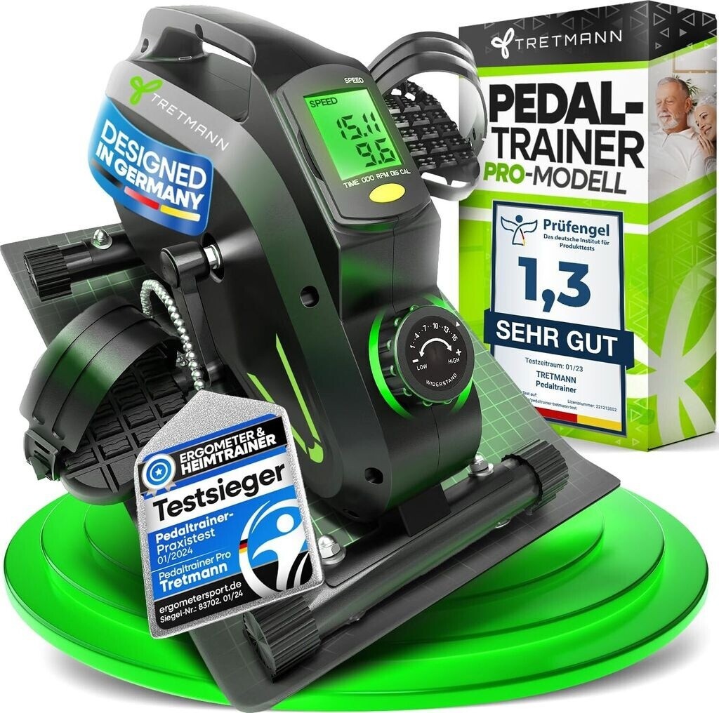 Tretmann Mini Hometrainer Pedaltrainer PRO TM-02 Schwarz – Extra Leise