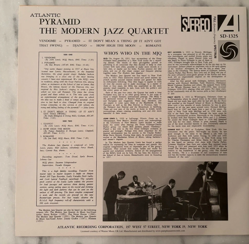 The Modern Jazz Quartet - Pyramid - Pure Pleasure LP - Mint Audiophile Vinyl - Image 2 of 4