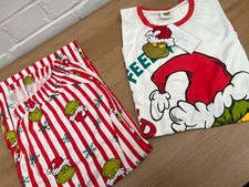 New Womens Dr Seuss The Grinch Pyjamas Set Top & Bottom Cotton UK 12-14