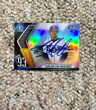 Signed 2022 Bowman Bowman Scouts Top 100 Carlos Colmenarez #BTP-93 Rays Auto!