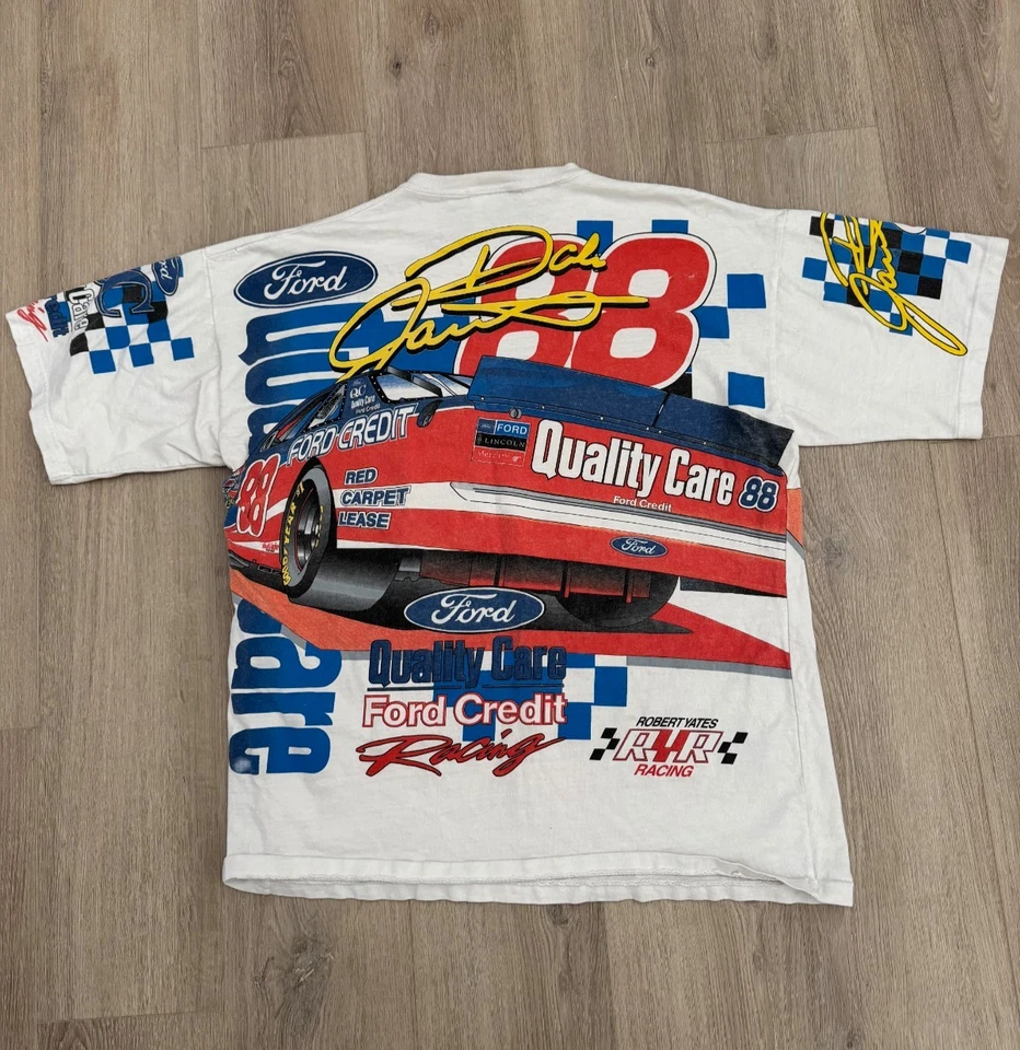 vintage 90s NASCAR Aop Dale Jarret Chase USA Made Racing All Over Print Tee XL - Image 2 of 4