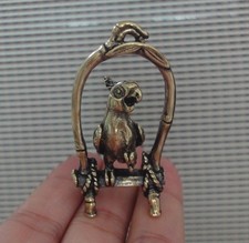 Solid Brass Parrot in Birdcage Animal Statue ...