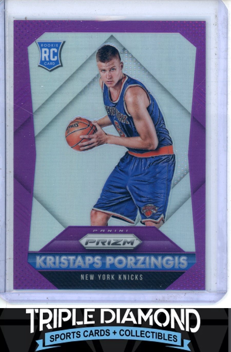 2015-16 Panini Prizm Kristaps Porzingis Rookie RC Purple Prizm #51/99 Y442