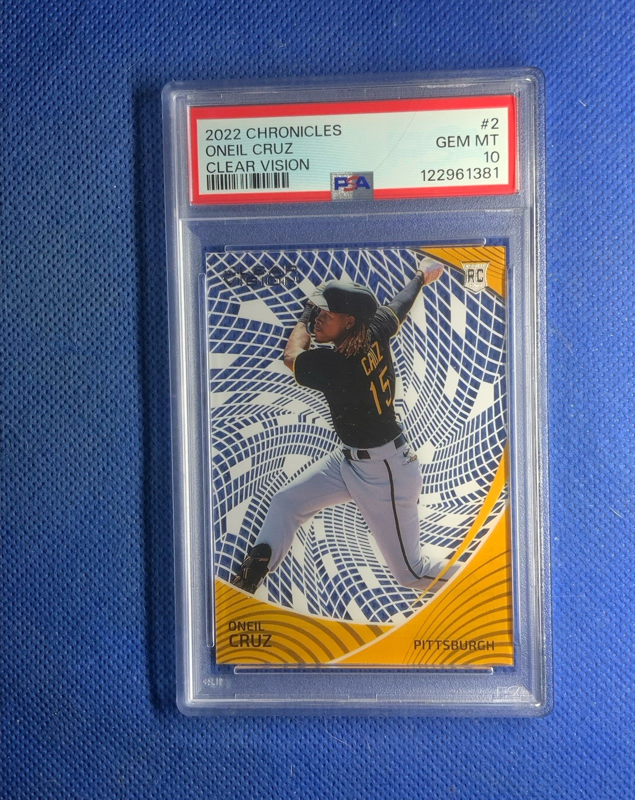2022 CLEAR VISION RC ONEIL CRUZ PITTSBURGH PIRATES ROOKIE CHRONICLES PSA 10!!