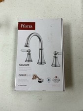 Pfister Courant 8 inch Widespread Bathroom Faucet in Chrome with White Handles