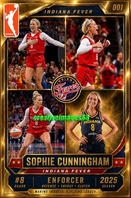 Sophie Cunningham WNBA Indiana Fever 4x6 PHOTO Custom Gold Photo