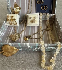 Assorted Gold Tone And Plated Costume Jewelry With FREE gift Box