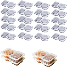 10PCS Double Compartment Condiment Containers with Lids,Disposable 2 Compartment