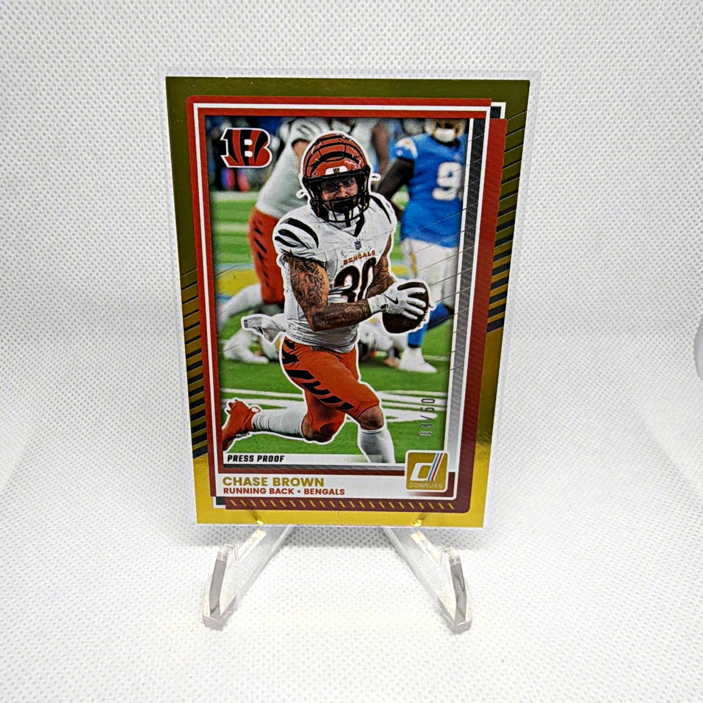Panini Donruss 2025 Chase Brown Cincinnati Bengals Press Proof Gold #294 /50