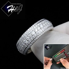 MEN SOLID 925 STERLING SILVER ICY 2.25CT MOISSANITE 8MM WEDDING BAND RING MSR251