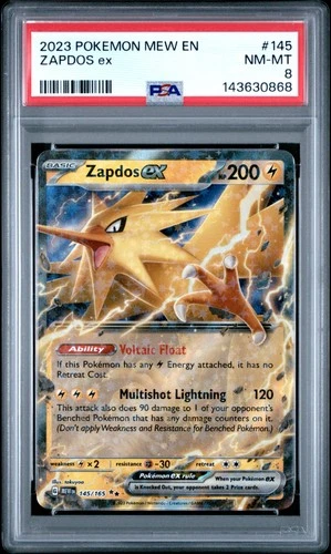 2023 POKEMON MEW EN-151 #145 ZAPDOS EX PSA 8