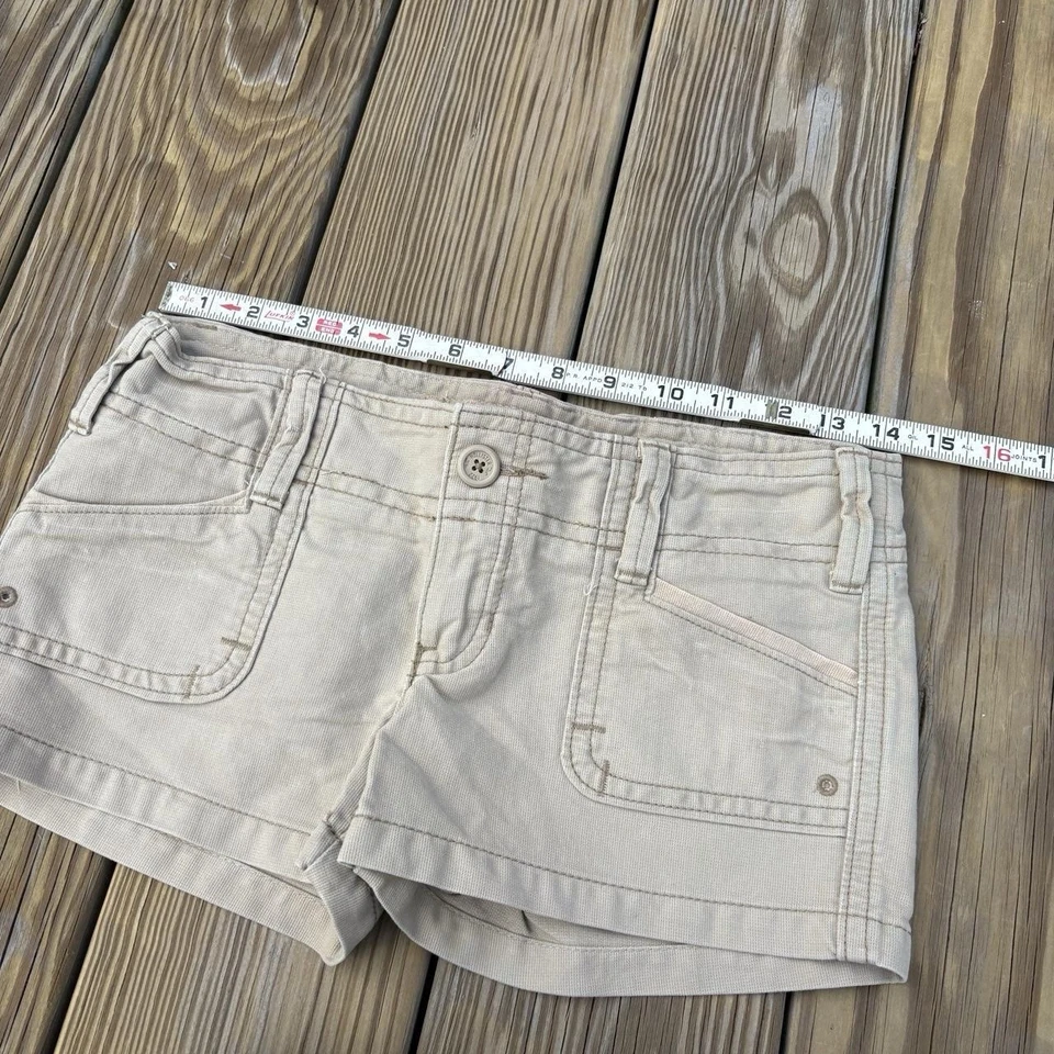 Pantalones Cortos Hollister Caqui Carga Micro Mini Tiro Bajo Vintage Años 2000 Para Mujer 1 Foto 4 de 4