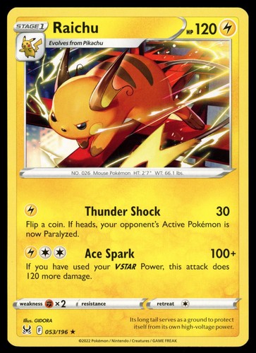Raichu - 053/196 - Lost Origin - Pokemon