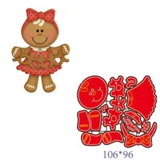 Gingerbread Girl Holding Gingerbread Cookies Metal Cutting Dies Scrapbook Card