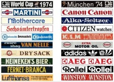 SUBBUTEO 20 ADESIVI  ANNI '70 PUBBLICITA' WORLD CUP MONACO '74 PER TRANSENNA