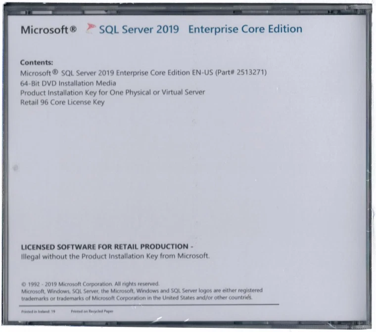 Microsoft SQL Server 2019 Enterprise with 96 Core License, unlimited User CALs - Image 3 of 3