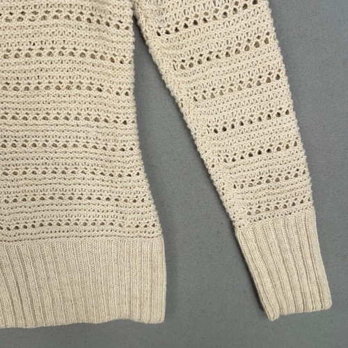 Lucky Brand Sweater Womens Small Cream Metallic Wool Alpaca Open Coastal Luxury - Picture 4 of 14