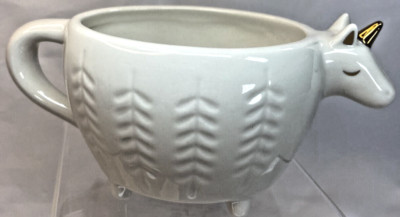 Opal House Stoneware Ceramic Unicorn Mug Bowl Planter Cream with Gold Accents