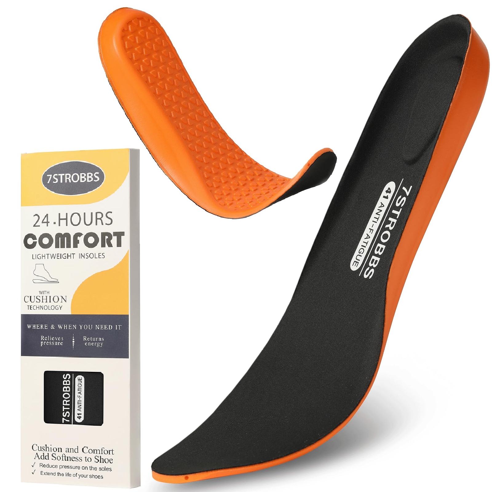 7TSROBBS Cushion Insoles for MensShock Absorbing Gel Shoe Inserts for Foot Pa...