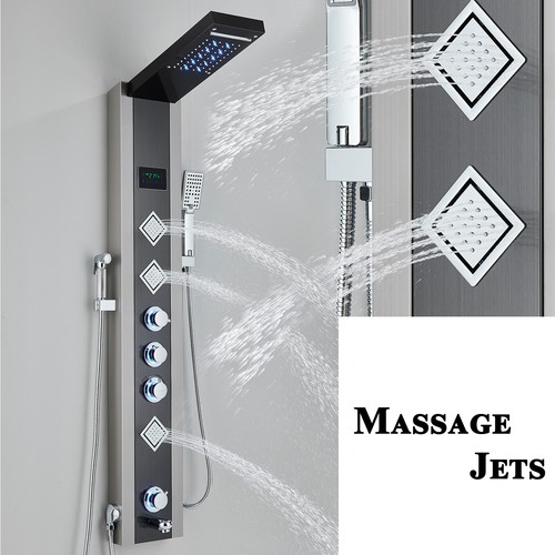 Duschpaneel Edelstahl LED Wasserfall Regendusche Massage Duschsäule Duscharmatur - Bild 193 von 220