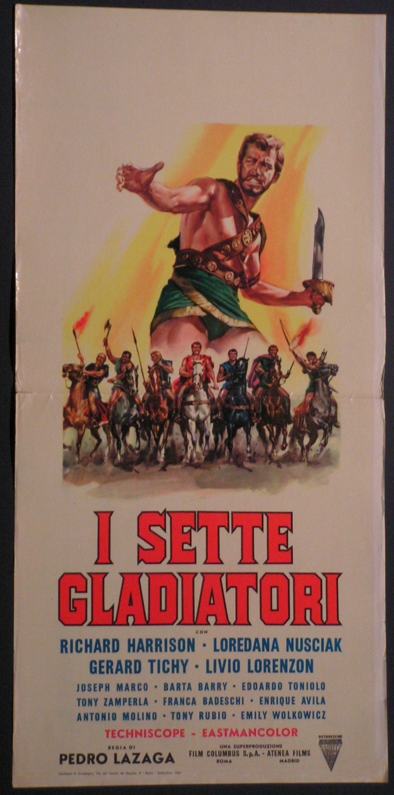 Locandina originale film I sette gladiatori (1962) - Regia di Pedro Lazaga