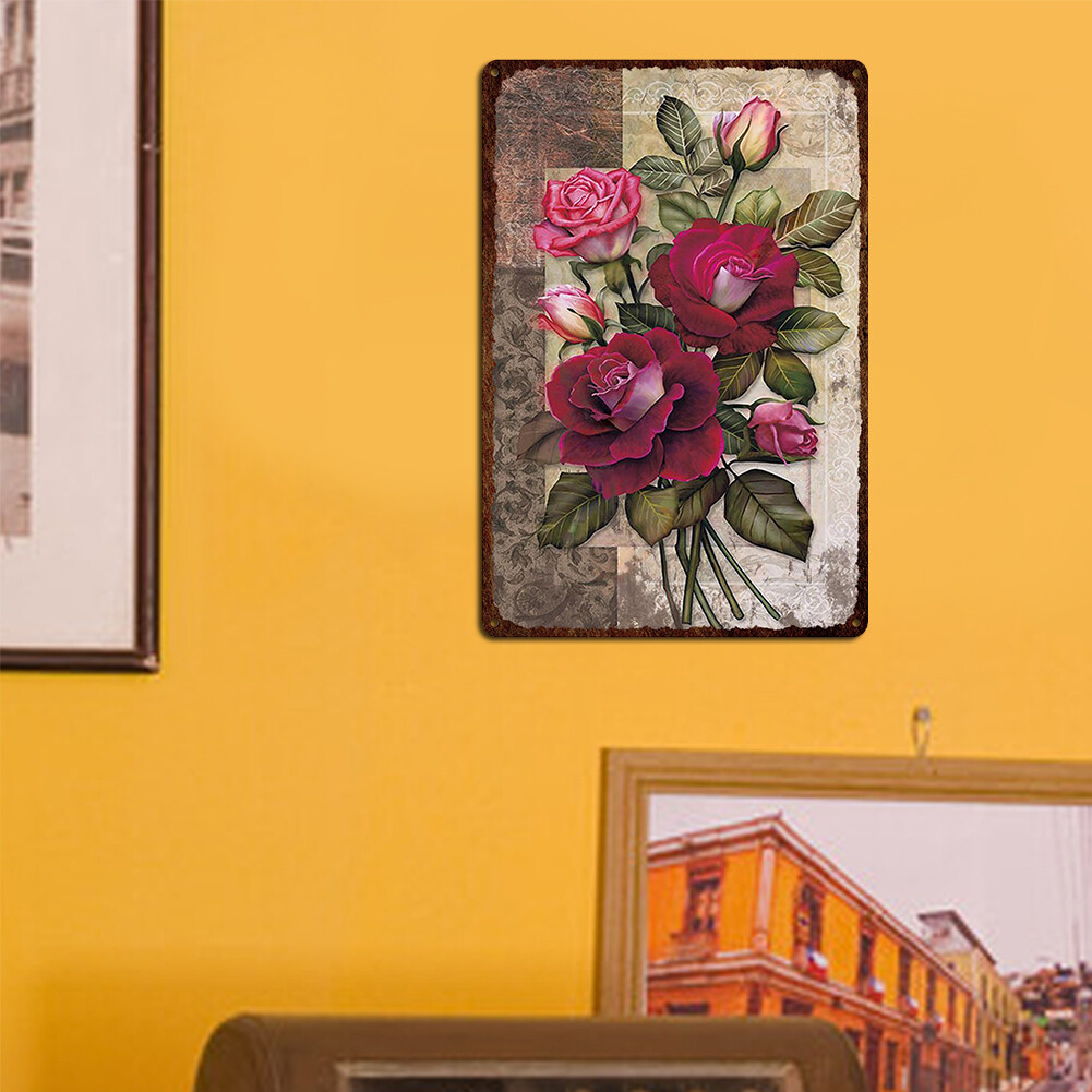 AU Vintage Metal Tin Sign Plaque Wall Flower Posters Iron Painting for