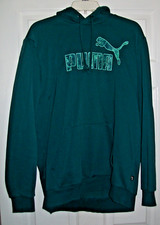 Puma Big Logo Teal Pullover Hoodie Sweatshirt - Men's Large