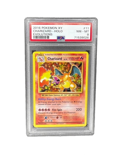 POKEMON 2016 XY EVOLUTIONS CHARIZARD HOLO #11 - PSA 8 NM-MT