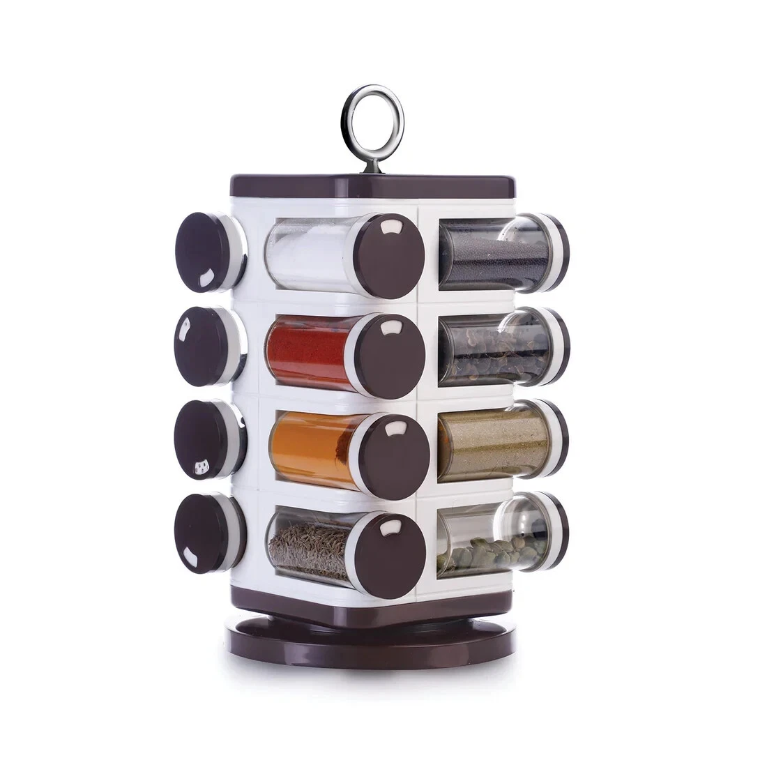 Ganesh Multipurpose Revolving Spice Rack With 16 Pcs Dispenser each 100 ml Plast