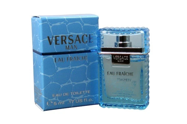 VERSACE MAN EAU FRAICHE Eau De Toilette MINI SPLASH 0.17 Oz / 5 ml TRAVEL  SIZE!