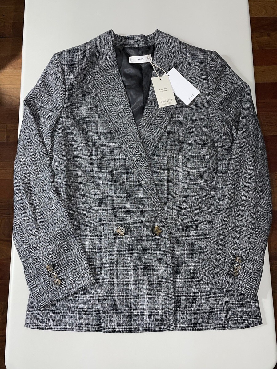 MNG Mango Women's Cross Button Blazer Black Size Small