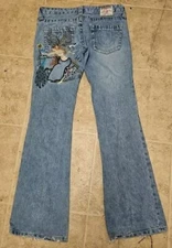 TRUE RELIGION Jeans 26 X 31 Embroidered 2000s Y2K Bobby Flare Lady Godiva Denim 