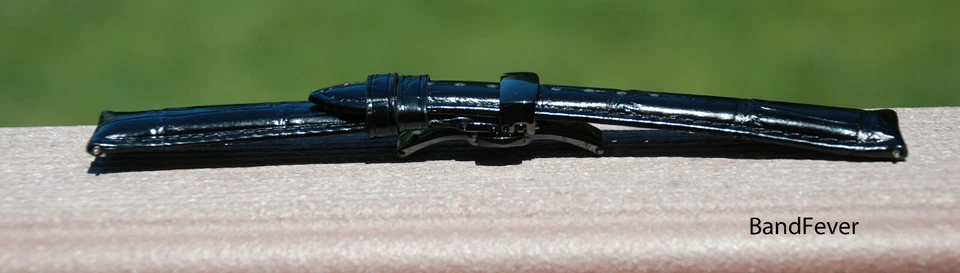 Pulseira de relógio de couro genuíno preto 16 mm com fivela de borboleta serve para Michele - Imagem 4 de 4