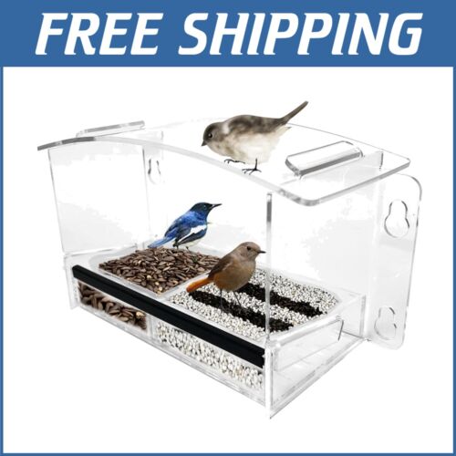 Acrylic Easy Clean Bird Feeder for Window - Weather-Resistant, 360-Degree View