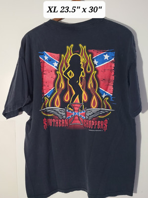 Vintage 2003 Southern Choppers Black 2-Sided Faded XL T-Shirt  Y2K